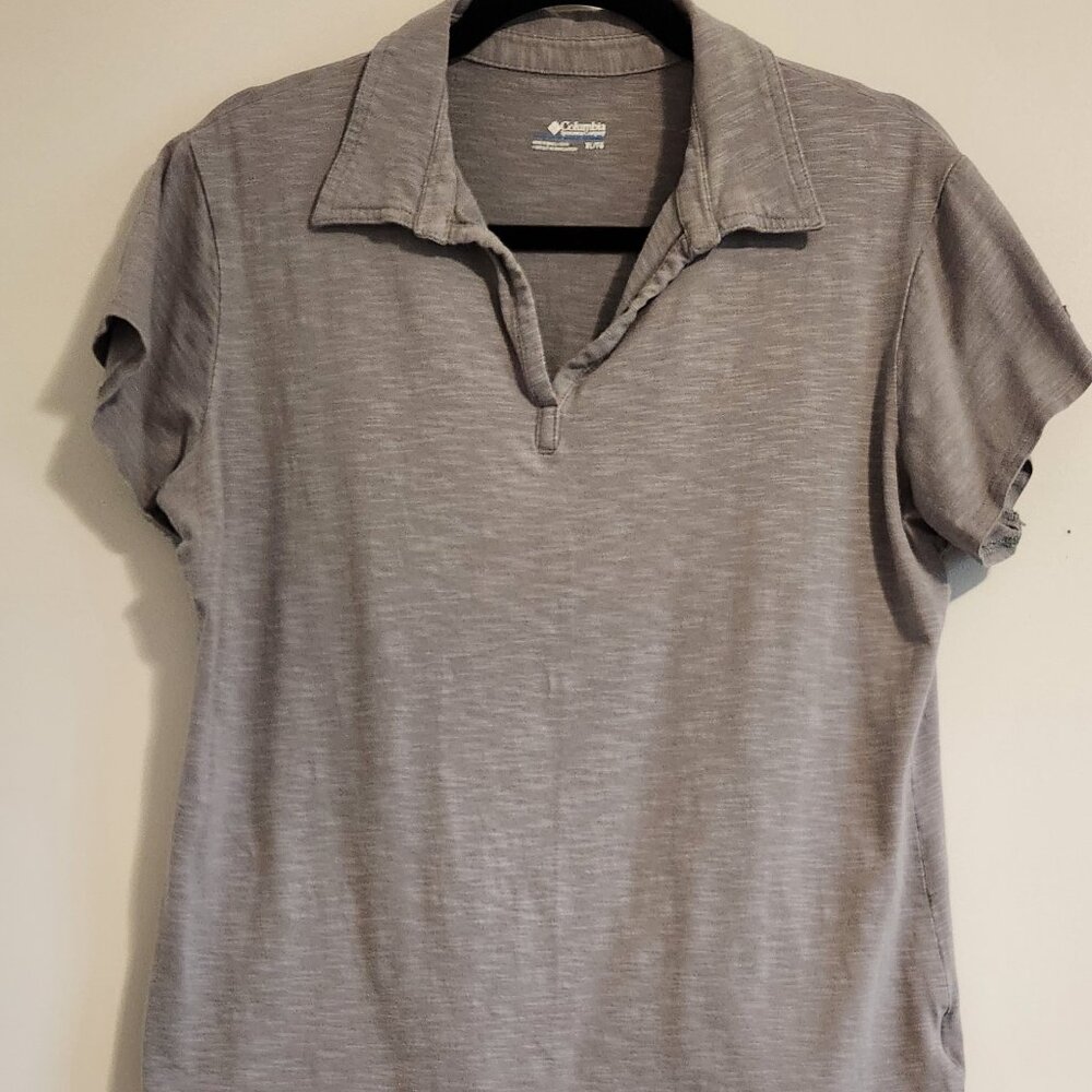 Columbia Women's Grey Short Sleeve Polo Shirt Size XL